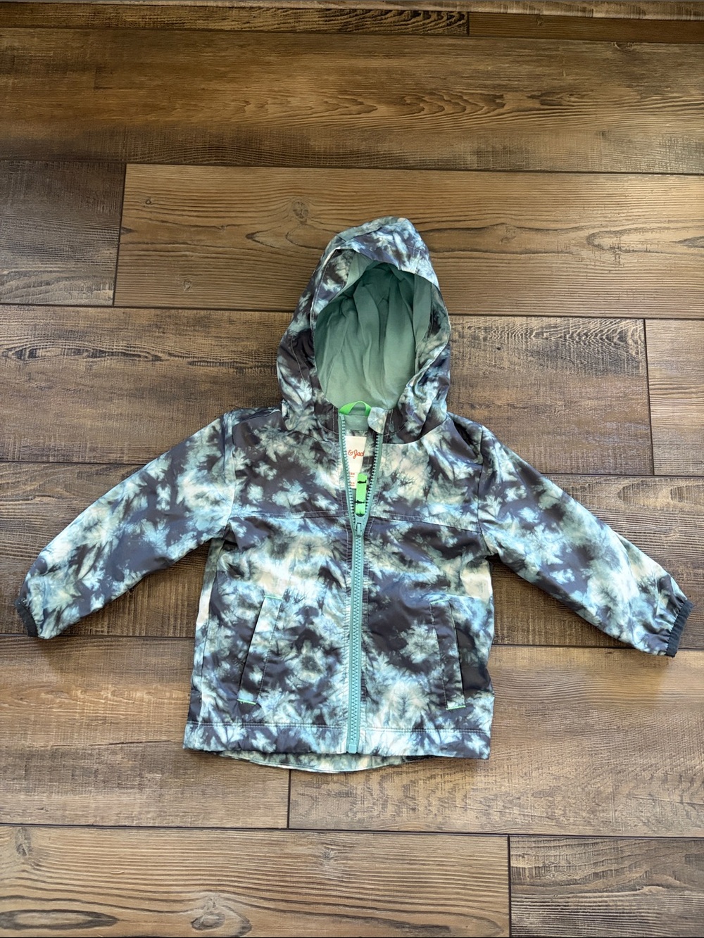 Cat & Jack Green Tie-Dye Raincoat Jacket